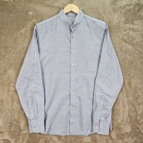J. Lindeberg Shirt Slim Fit Mandarin Collar Light Blue Casual Men's Size M - Picture 2 of 10